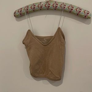 Free people gold-ish sz S tank w tiny elastic straps preowned